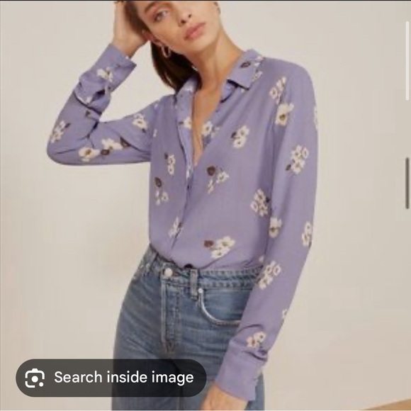 REFORMATION violet floral blouse - Picture 1 of 1